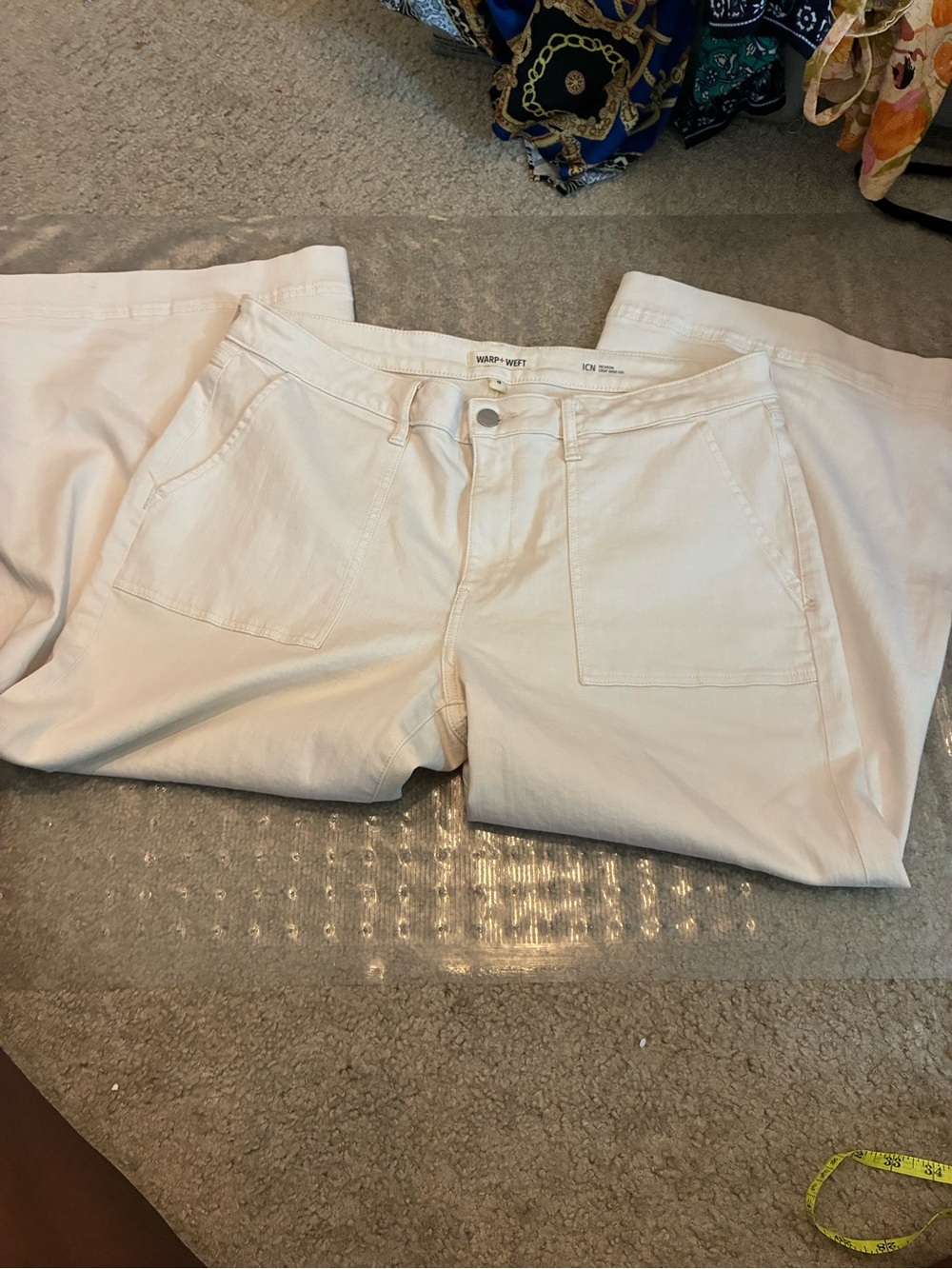 Warp + Weft Women's Cream Patch-Pocket Chinos - Picture 1 of 6
